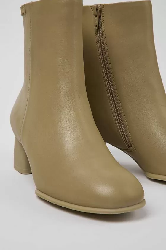 Beige Leather Ankle Boots For Women*Camper Shop