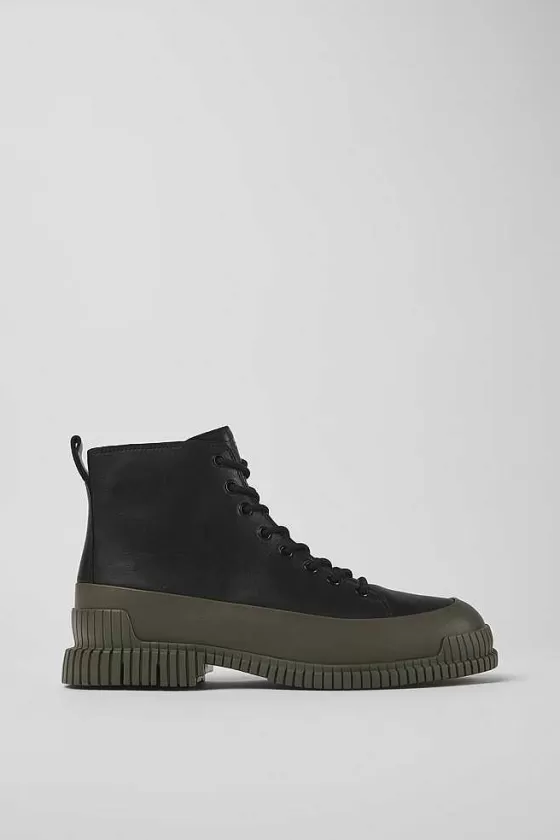 Black And Green Leather Ankle Boots For Men*Camper Best