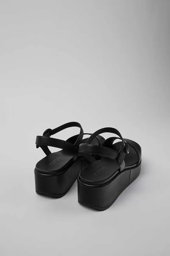 Black Leather 2-Strap Sandal For Women*Camper Cheap