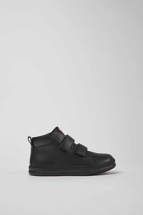 Black Leather And Textile Ankle Boots For Kids*Camper Shop