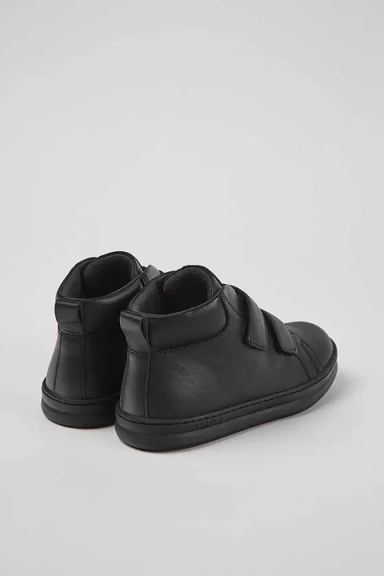 Black Leather And Textile Ankle Boots For Kids*Camper Shop