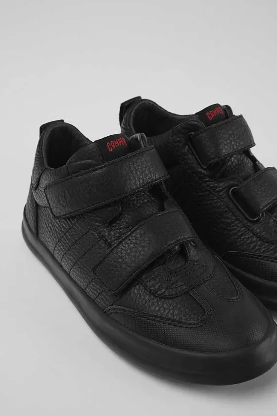 Black Leather And Textile Sneakers For Kids*Camper Store