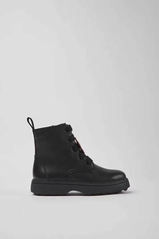 Black Leather Ankle Boots For Kids*Camper New