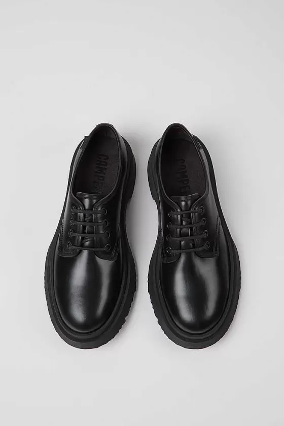 Black Leather Lace-Up Shoes For Women*Camper Store