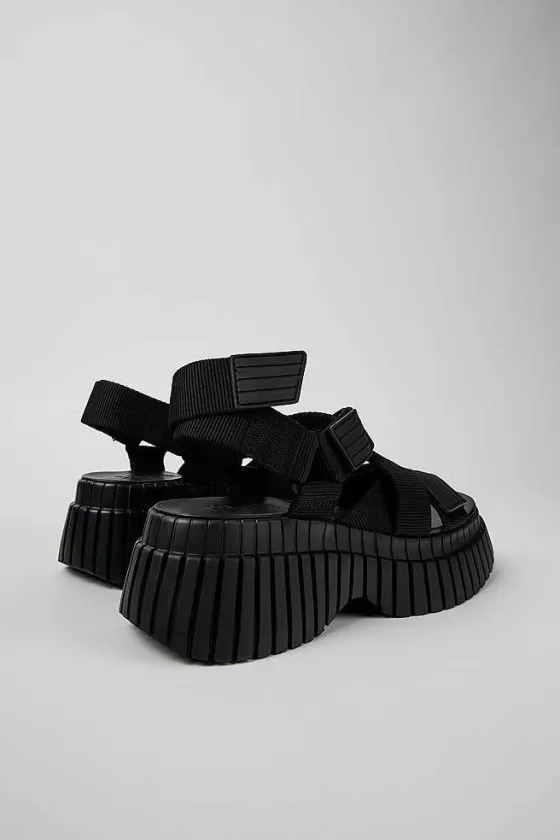 Black Textile Cross-Strap Sandal For Women*Camper Outlet