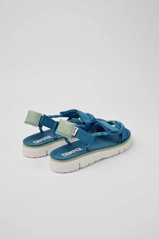 Blue And Green Leather Sandals For Women*Camper Store