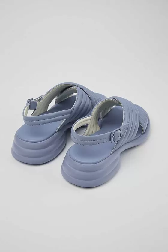 Blue Leather Cross-Strap Sandal For Women*Camper Discount