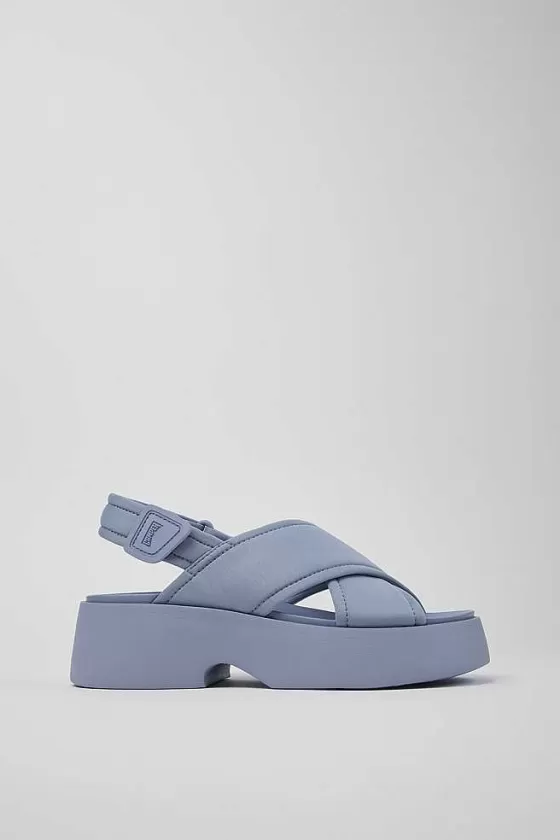 Blue Textile Cross-Strap Sandal For Women*Camper Hot