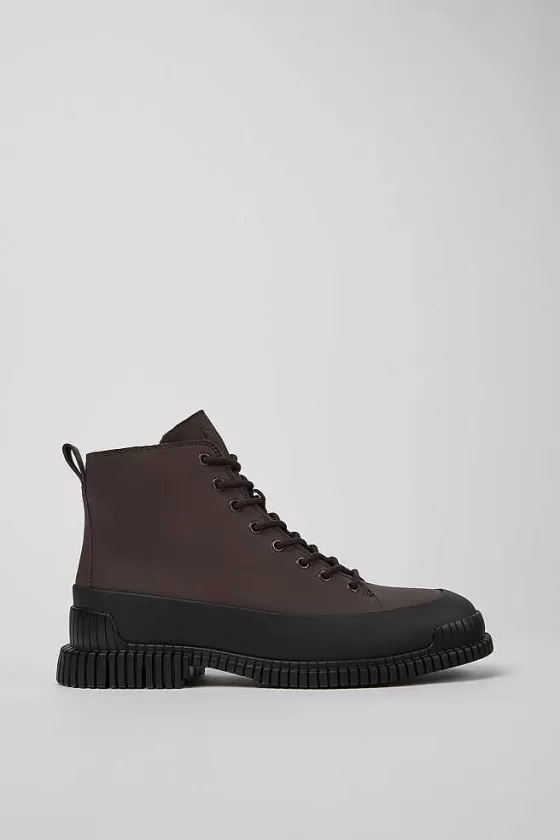 Brown And Black Leather Lace-Up Boots For Men*Camper Cheap