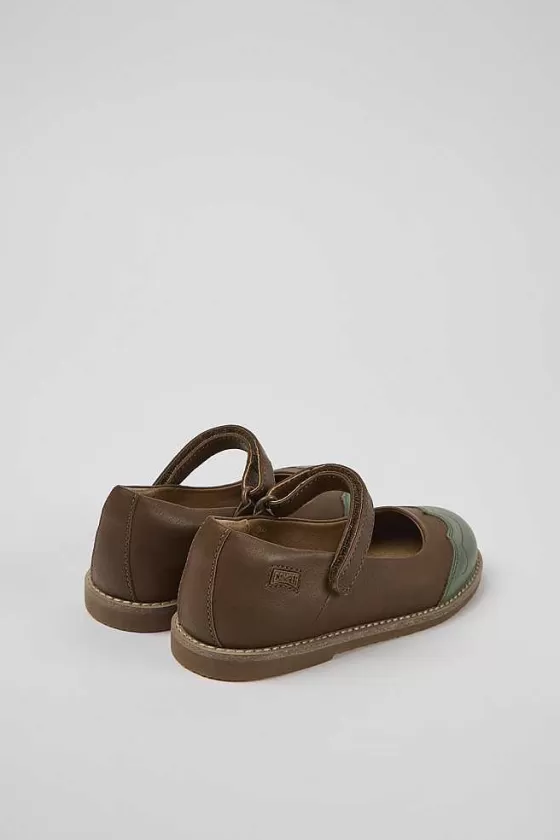 Brown And Green Leather Ballerinas For Kids*Camper Best Sale