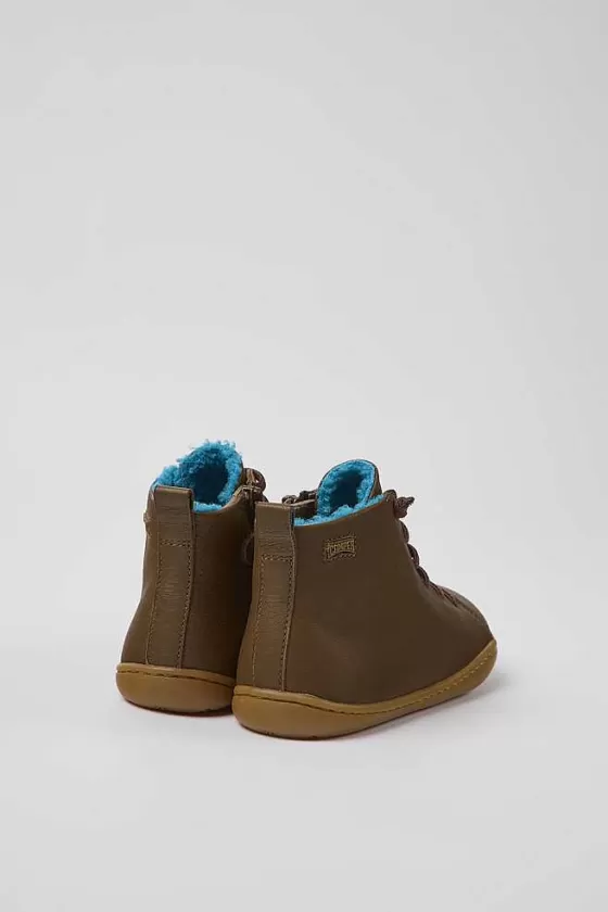 Brown Leather Ankle Boots For Kids*Camper Shop