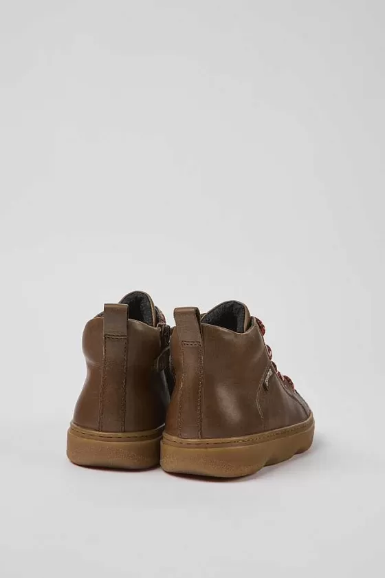 Brown Leather Ankle Boots For Kids*Camper Online