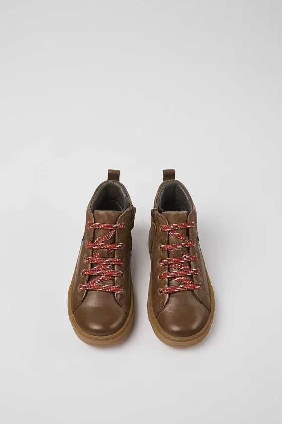 Brown Leather Ankle Boots For Kids*Camper Online