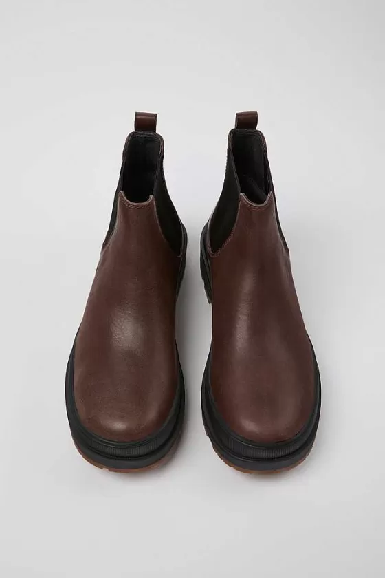 Brown Leather Ankle Boots For Men*Camper Shop