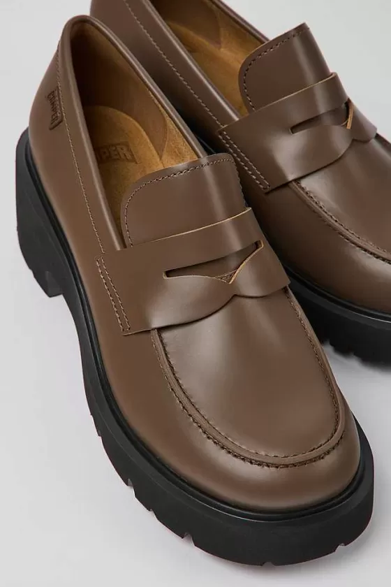 Brown Leather Loafers For Women*Camper Clearance