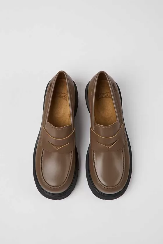 Brown Leather Loafers For Women*Camper Clearance