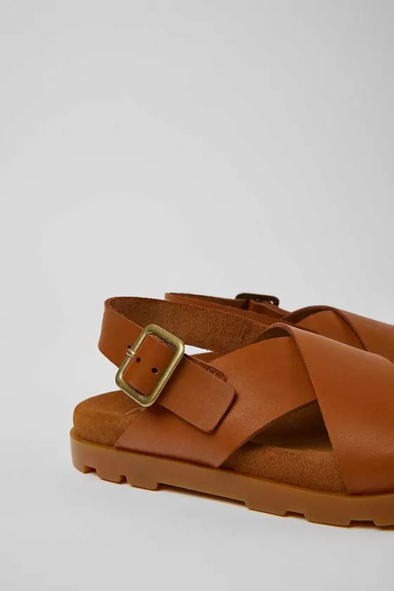 Brown Leather Sandals For Kids*Camper Fashion