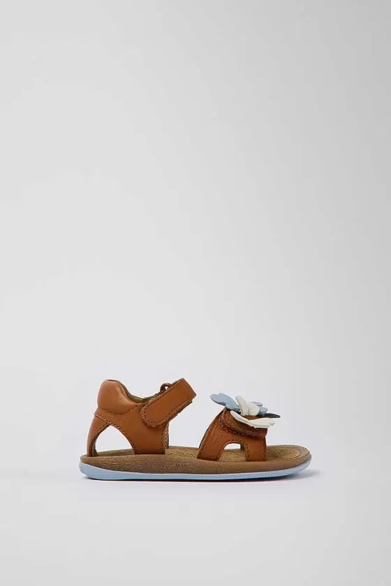 Brown Leather Sandals For Kids*Camper Hot