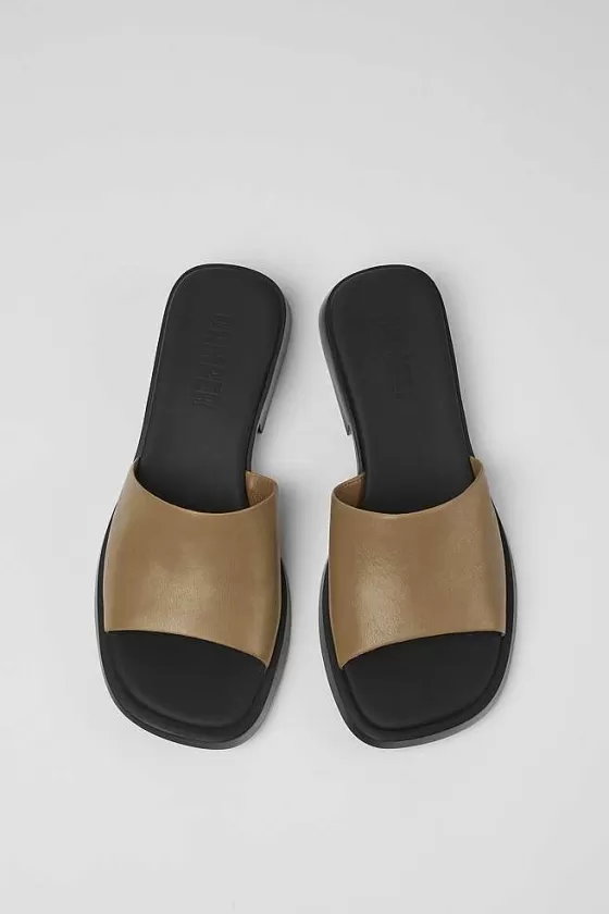 Brown Leather Slide For Women*Camper Sale