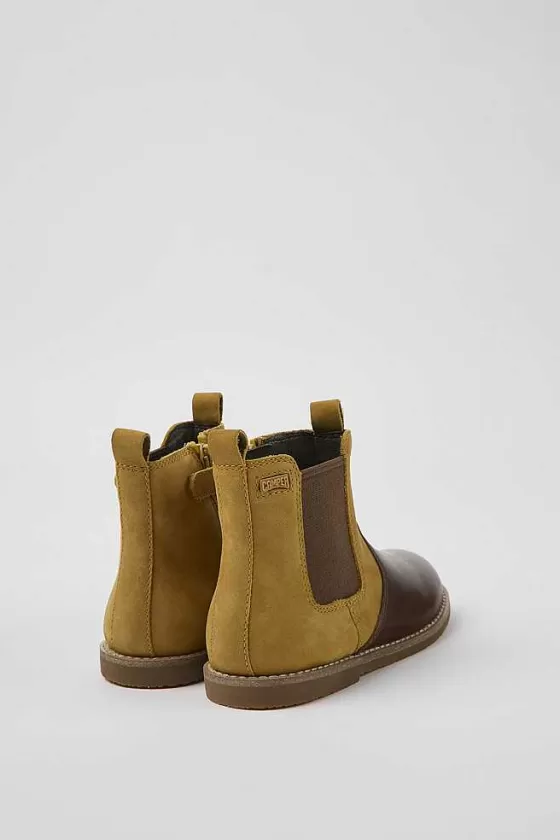 Brown Nubuck And Leather Ankle Boots For Kids*Camper Discount