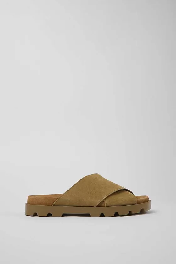 Brown Nubuck Cross-Strap Sandal For Women*Camper Cheap