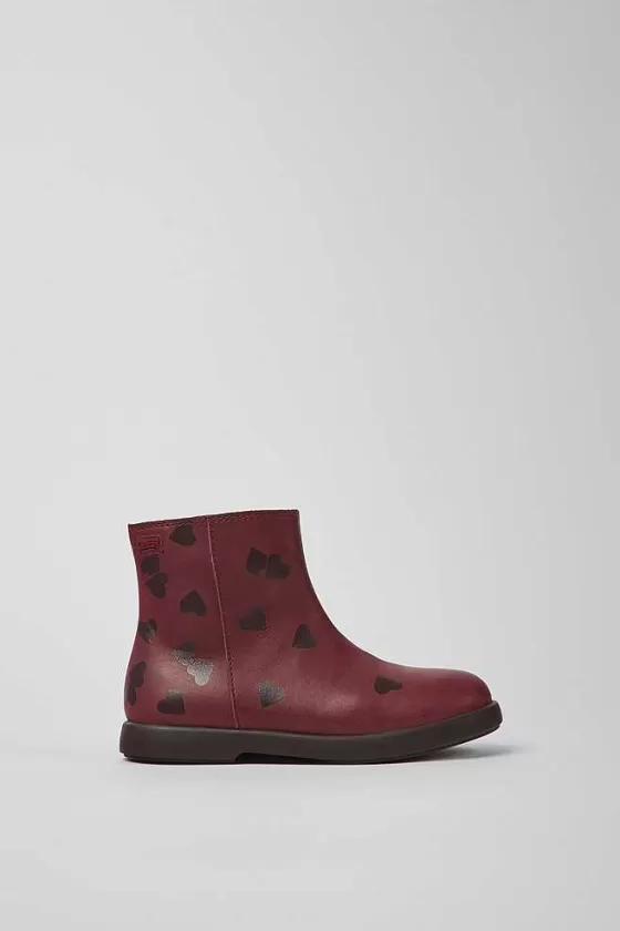 Burgundy Leather Ankle Boots For Kids*Camper Cheap