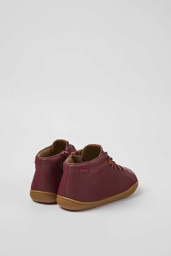 Burgundy Leather Ankle Boots For Kids*Camper Best Sale