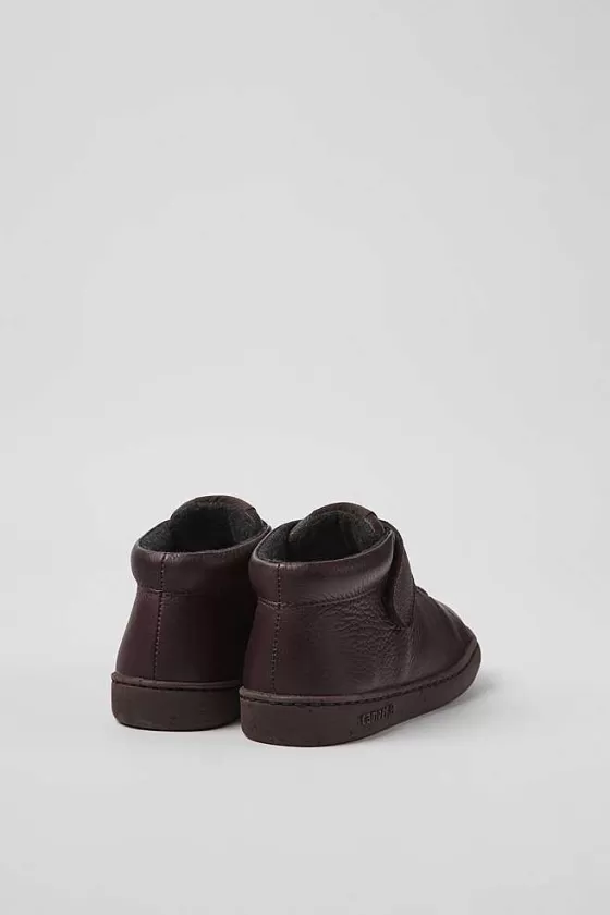 Burgundy Leather Ankle Boots For Kids*Camper Online