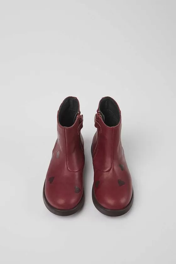 Burgundy Leather Ankle Boots For Kids*Camper Cheap