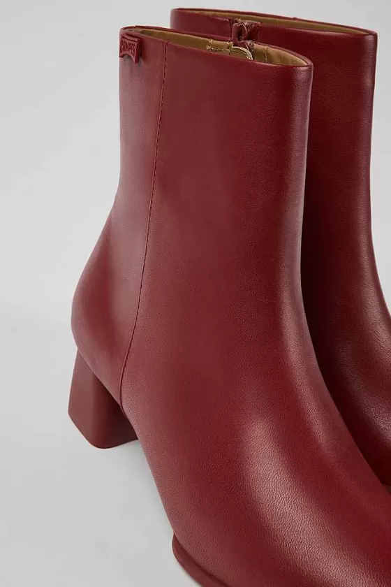 Burgundy Leather Ankle Boots For Women*Camper Outlet