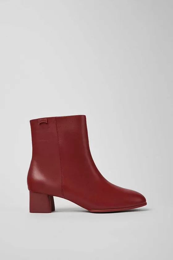 Burgundy Leather Ankle Boots For Women*Camper Outlet