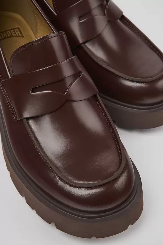 Burgundy Leather Loafers For Women*Camper Discount