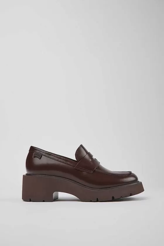 Burgundy Leather Loafers For Women*Camper Discount