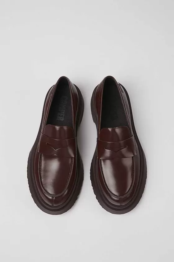 Burgundy Leather Loafers For Women*Camper Cheap