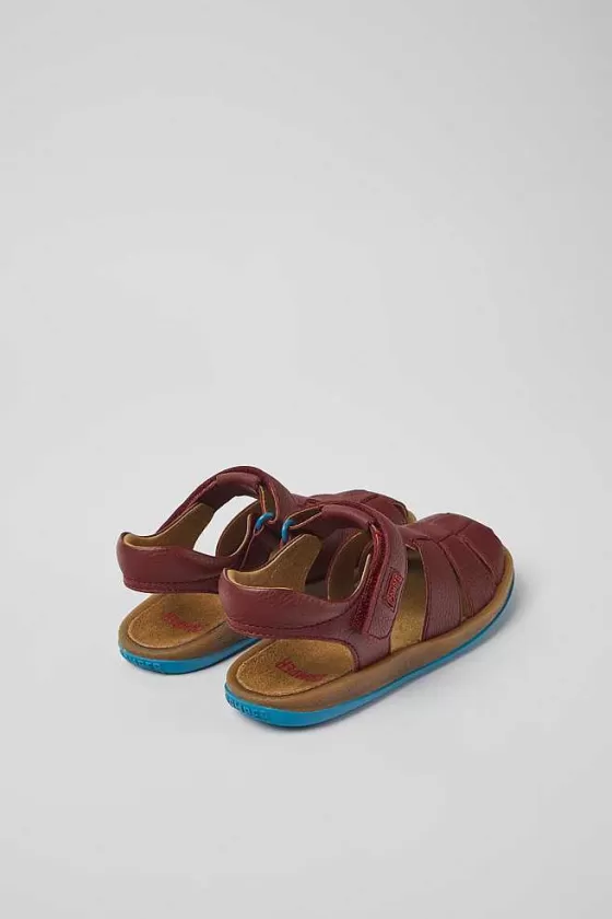 Burgundy Leather Sandals For Kids*Camper Cheap