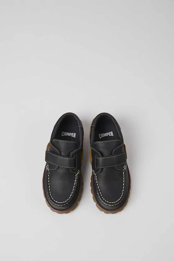 Dark Blue Leather Shoes For Kids*Camper Shop