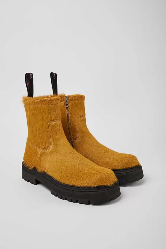 Dark Yellow Long Calf Hairboots*Camper Online