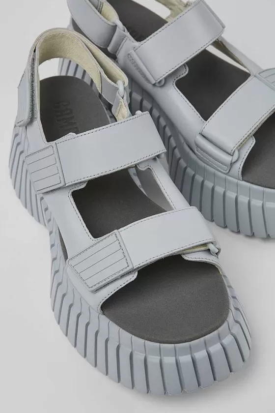 Gray Leather 2-Strap Sandal For Women*Camper Sale