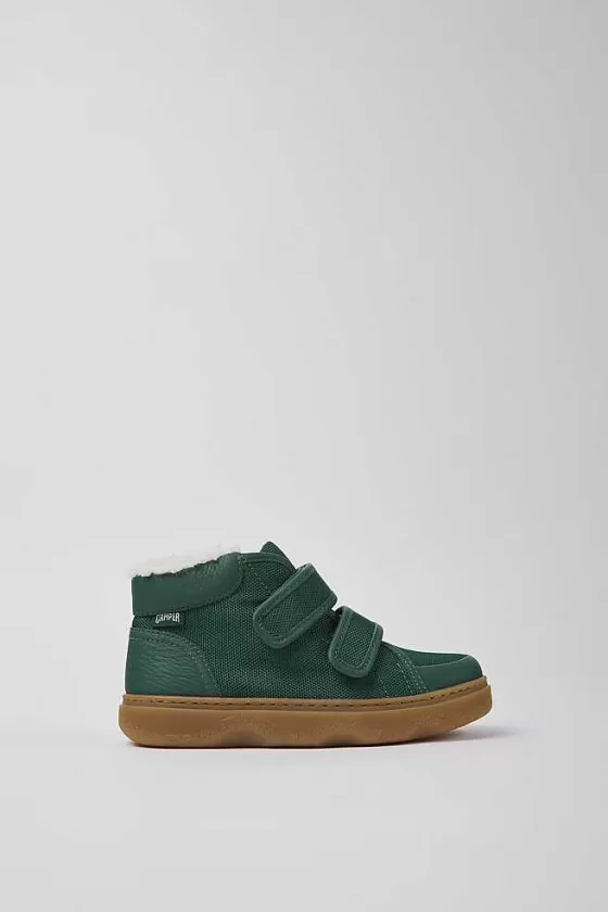 Green Leather And Textile Ankle Boots For Kids*Camper Online