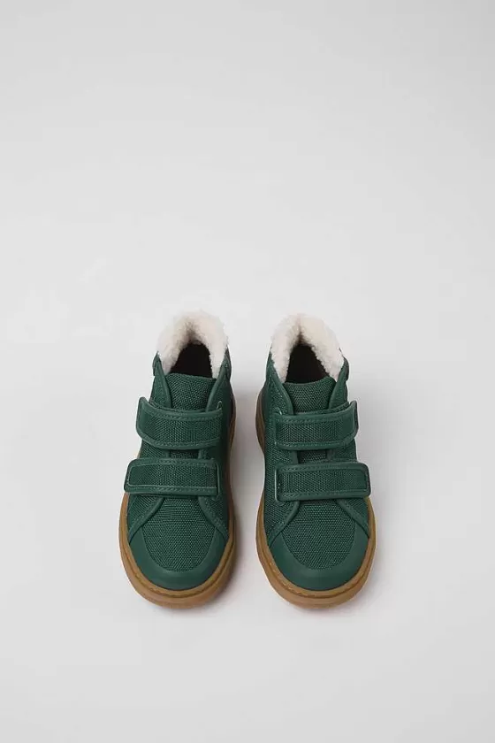 Green Leather And Textile Ankle Boots For Kids*Camper Online