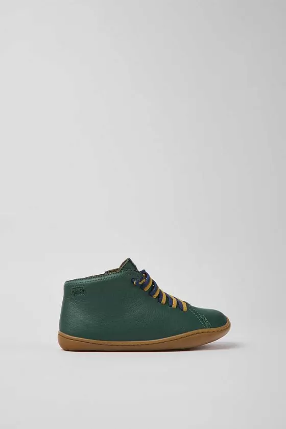 Green Leather Ankle Boots For Kids*Camper Shop