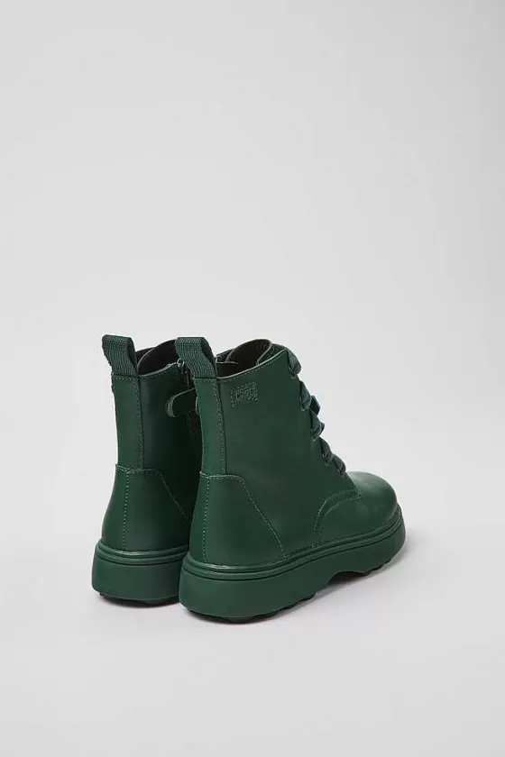 Green Leather Ankle Boots For Kids*Camper New