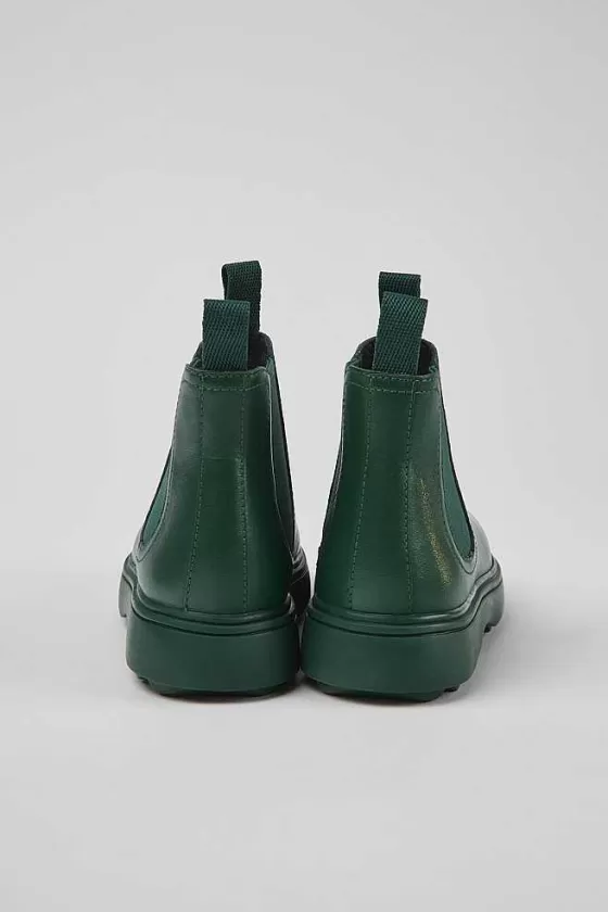 Green Leather Chelsea Boots For Kids*Camper Fashion