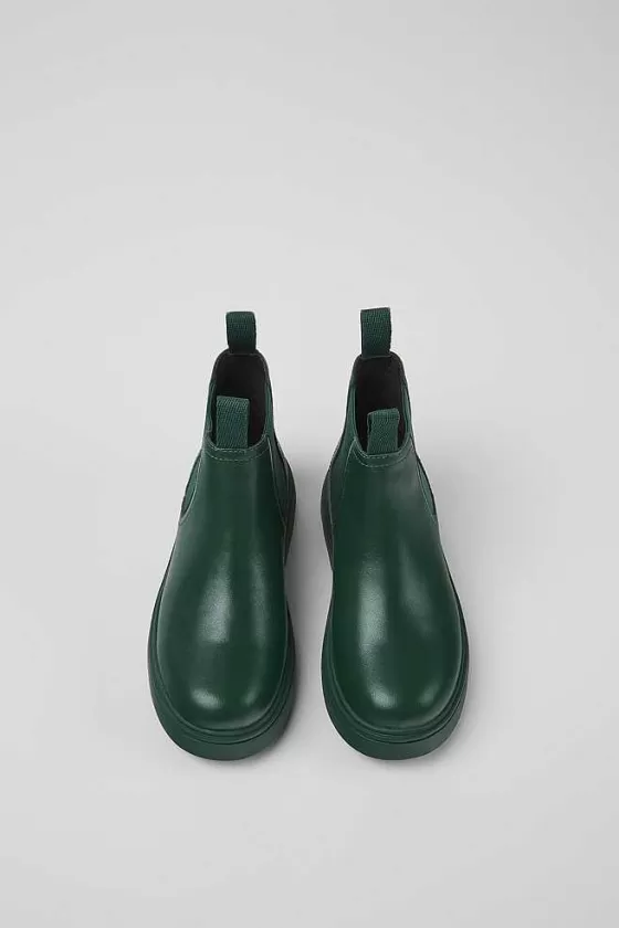 Green Leather Chelsea Boots For Kids*Camper Fashion