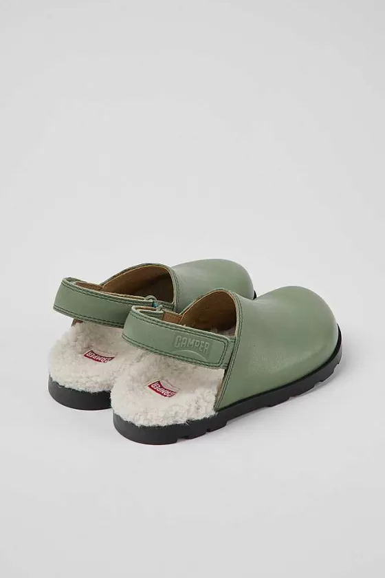 Green Leather Clogs For Kids*Camper Shop