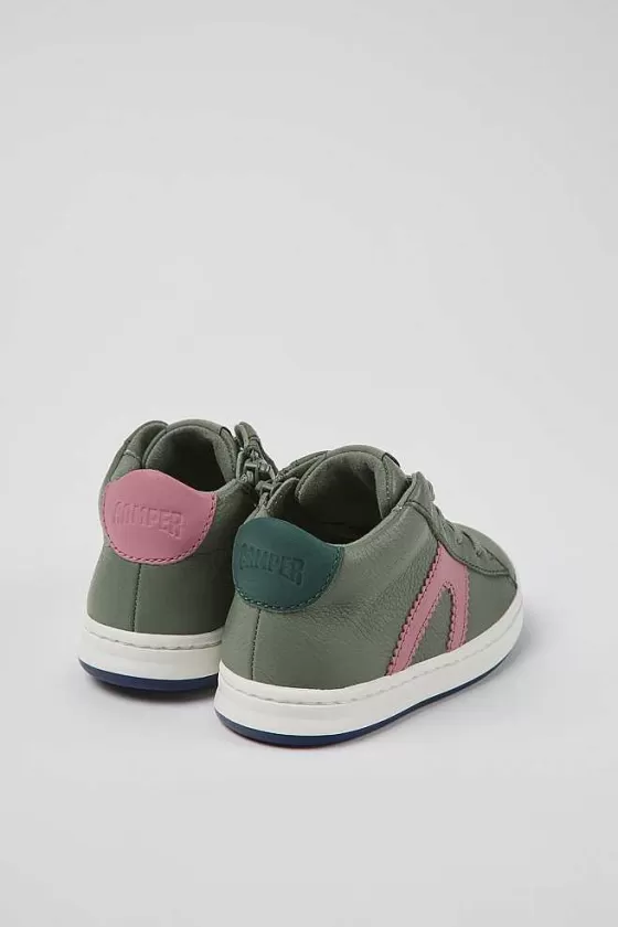 Green Leather Sneakers For Kids*Camper Hot