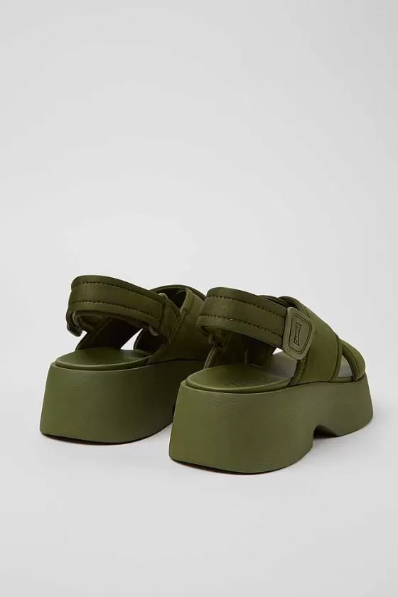 Green Textile Cross-Strap Sandal For Women*Camper Sale