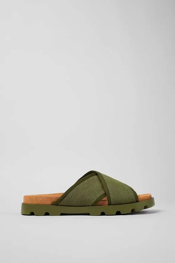 Green Textile Slide For Men*Camper Best