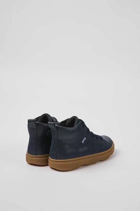 Navy Blue Leather Ankle Boots For Kids*Camper Shop