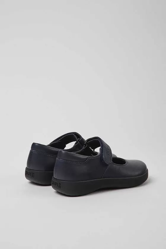 Navy Blue Leather Shoes For Kids*Camper New